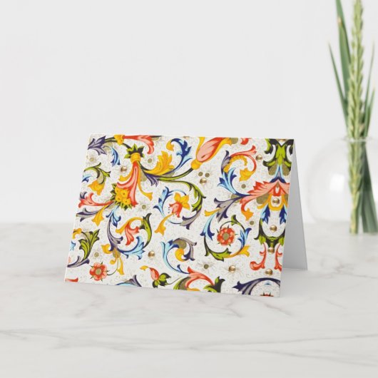FLORENTINE RENAISSANCE FLORAL SWIRLS, FLOWERS BEDANKKAART (Voorkant)