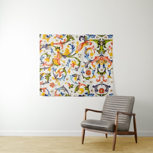 FLORENTINE RENAISSANCE FLORAL SWIRLS, FLOWERS WANDKLEED (In Situ (horizontaal))