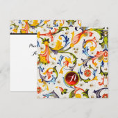 FLORENTINE RENAISSANCE FLORAL SWIRLS GEM MONOGRAM FEESTDAGENKAART (Voorkant / Achterkant)