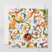 FLORENTINE RENAISSANCE FLORAL SWIRLS GEM MONOGRAM FEESTDAGENKAART (Voorkant)