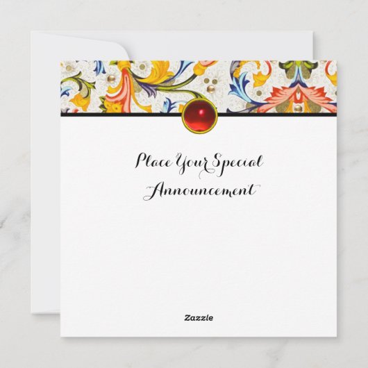 FLORENTINE RENAISSANCE FLORAL SWIRLS GEM MONOGRAM FEESTDAGENKAART (Achterkant)