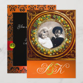 FLORENTINE RENAISSANCE FRUITS DAMASK MONOGRAM KAART (Voorkant / Achterkant)