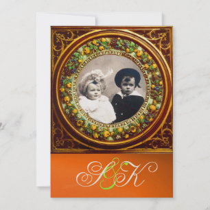 FLORENTINE RENAISSANCE FRUITS DAMASK MONOGRAM KAART