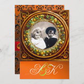 FLORENTINE RENAISSANCE FRUITS DAMASK MONOGRAM KAART (Voorkant / Achterkant)