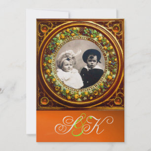 FLORENTINE RENAISSANCE FRUITS DAMASK MONOGRAM KAART