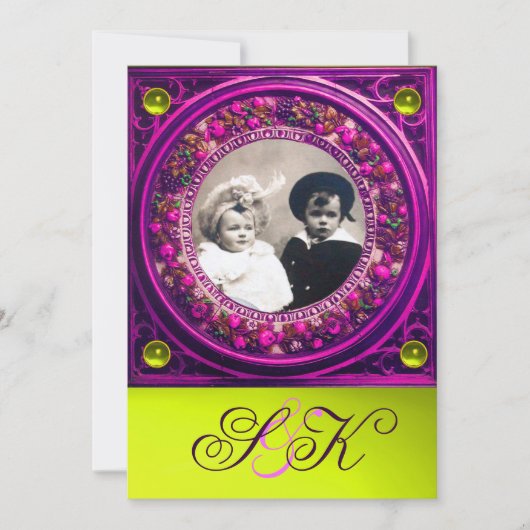 FLORENTINE RENAISSANCE FRUITS DAMASK MONOGRAM KAART (Voorkant)