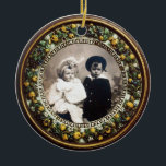FLORENTINE RENAISSANCE FRUITS Fotosjabloon Keramisch Ornament<br><div class="desc">Elegant,  klassieker,  levendige Renaissance fijne kunst,  meesterwerk uit de Bottega della Robbia ( Florence - Italië ) in felbruin,  geel,  groen,  blauw,  kleuren met een heldere 3d blauwe saffiersteen . .</div>