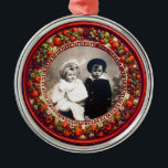 FLORENTINE RENAISSANCE FRUITS Fotosjabloon Metalen Ornament<br><div class="desc">Elegant,  klassieker,  levendige Renaissance fijne kunst,  meesterwerk uit de Bottega della Robbia ( Florence - Italië ) in fel rood,  bruin,  geel,  groen,  kleuren.</div>