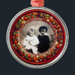 FLORENTINE RENAISSANCE FRUITS Fotosjabloon Metalen Ornament<br><div class="desc">Elegant,  klassieker,  levendige Renaissance fijne kunst,  meesterwerk uit de Bottega della Robbia ( Florence - Italië ) in fel rood,  bruin,  geel,  groen,  kleuren.</div>