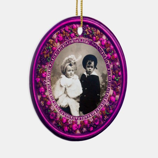 FLORENTINE RENAISSANCE FRUITS Photo Template Ruby Keramisch Ornament (Rechts)