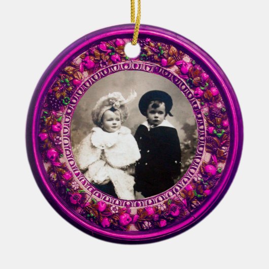 FLORENTINE RENAISSANCE FRUITS Photo Template Ruby Keramisch Ornament (Voorkant)