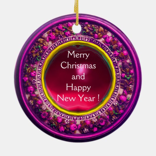 FLORENTINE RENAISSANCE FRUITS Photo Template Ruby Keramisch Ornament (Achterkant)