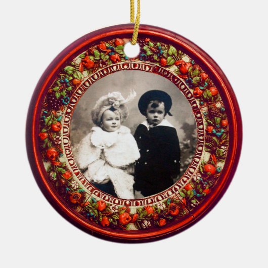 FLORENTINE RENAISSANCE FRUITS Photo Template Ruby Keramisch Ornament (Voorkant)