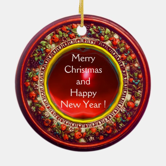 FLORENTINE RENAISSANCE FRUITS Photo Template Ruby Keramisch Ornament (Achterkant)