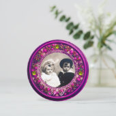 FLORENTINE RENAISSANCE PINK FLORAL CROWN MONOGRAM KAART (Staand voorkant)