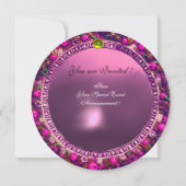 FLORENTINE RENAISSANCE PINK FLORAL CROWN MONOGRAM KAART (Achterkant)