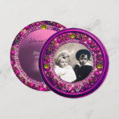 FLORENTINE RENAISSANCE PINK FLORAL CROWN MONOGRAM KAART (Voorkant / Achterkant)