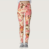 FLORENTINE RENAISSANCE PINK FLORAL SWIRLS, FLOWERS LEGGINGS (Voorkant)