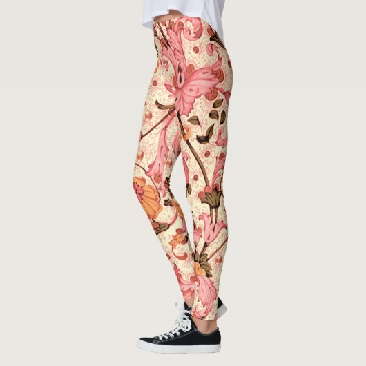 FLORENTINE RENAISSANCE PINK FLORAL SWIRLS, FLOWERS LEGGINGS (Links)