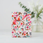 FLORENTINE RENAISSANCE RED FLORAL SWIRLS, FLOWERS BRIEFKAART (Staand voorkant)