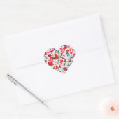 FLORENTINE RENAISSANCE RED FLORAL SWIRLS, FLOWERS HART STICKER (Envelop)