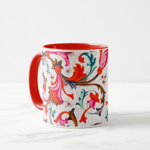 FLORENTINE RENAISSANCE RED FLORAL SWIRLS, FLOWERS MOK