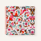 FLORENTINE RENAISSANCE RED FLORAL SWIRLS, FLOWERS NOTITIEBOEK (Voorkant)