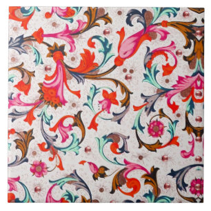 FLORENTINE RENAISSANCE RED FLORAL SWIRLS, FLOWERS TEGELTJE