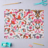 FLORENTINE RENAISSANCE RED FLORAL SWIRLS, FLOWERS TISSUEPAPIER (Craft)