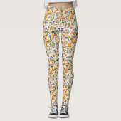 FLORENTINE RENAISSANCE YELLOW FLORAL SWIRL, FLOWER LEGGINGS (Voorkant)