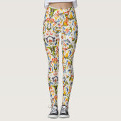FLORENTINE RENAISSANCE YELLOW FLORAL SWIRL, FLOWER LEGGINGS (Voorkant)