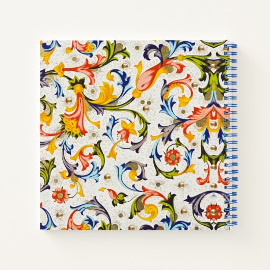 FLORENTINE RENAISSANCE YELLOW FLORAL SWIRL, FLOWER NOTITIEBOEK (Achterkant)