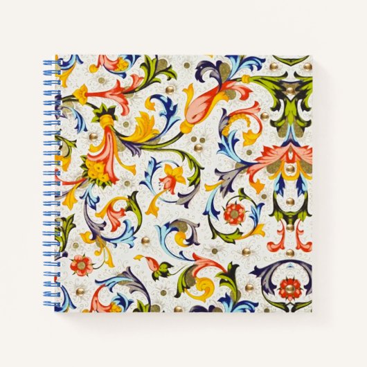 FLORENTINE RENAISSANCE YELLOW FLORAL SWIRL, FLOWER NOTITIEBOEK (Voorkant)