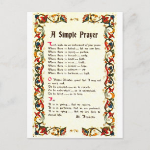 Florentine Simple Prayer=St. Francis=Pope Francis Briefkaart