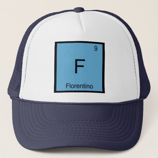 Florentino naam scheikunde element periodiek syste trucker pet (Voorkant)