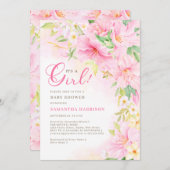 Florenz Waterverf Botanisch Blush Roze Baby shower Kaart (Voorkant / Achterkant)