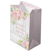 Florenz Waterverf Botanisch Blush Roze Baby shower Medium Cadeauzakje (Voorkant Gekanteld)