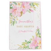 Florenz Waterverf Botanisch Blush Roze Baby shower Medium Cadeauzakje (Voorkant)