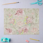 Florenz Waterverf Roze bloemen Ephemera ontkoppeli Tissuepapier (Craft)