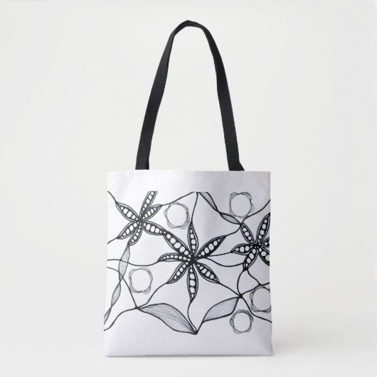 Flores abstractas en blanco y negro tote bag (Voorkant)