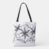 Flores abstractas en blanco y negro tote bag (Achterkant)