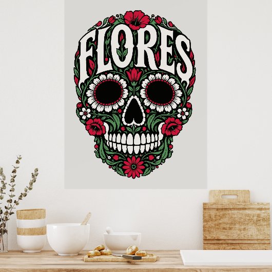 flores achternaam suiker schedel poster (Keuken)