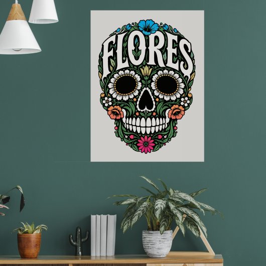 flores achternaam suiker schedel poster (Woonkamer 1)