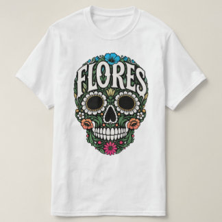 flores achternaam suiker schedel t-shirt