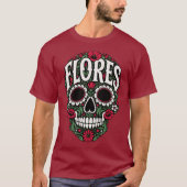 flores achternaam suiker schedel t-shirt (Voorkant)
