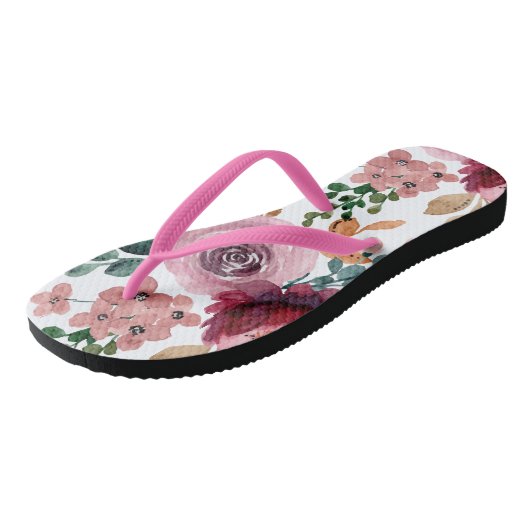 Flores acuarela en rosa y morado teenslippers (Schuin)