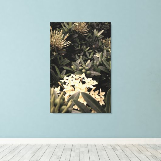 Flores amarelas canvas afdruk (Insitu (Houten vloer))