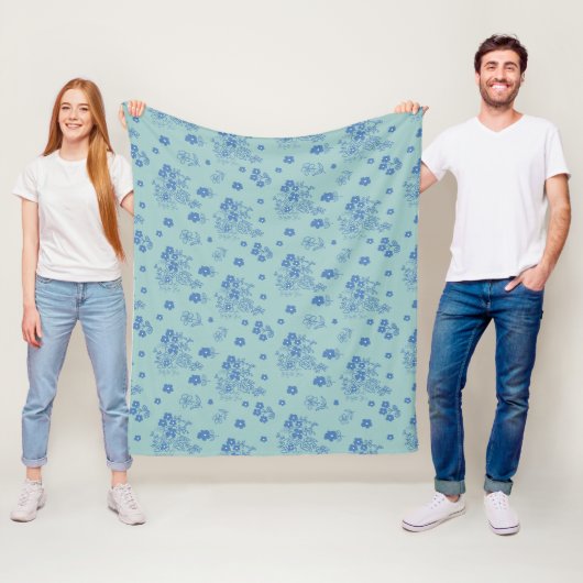 Flores azules fleece deken (In situ)