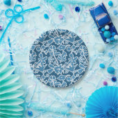 Flores azules papieren bordje (Feest)