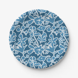 Flores azules papieren bordje